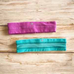 lululemon Colorful Headband Set.. pink and green.